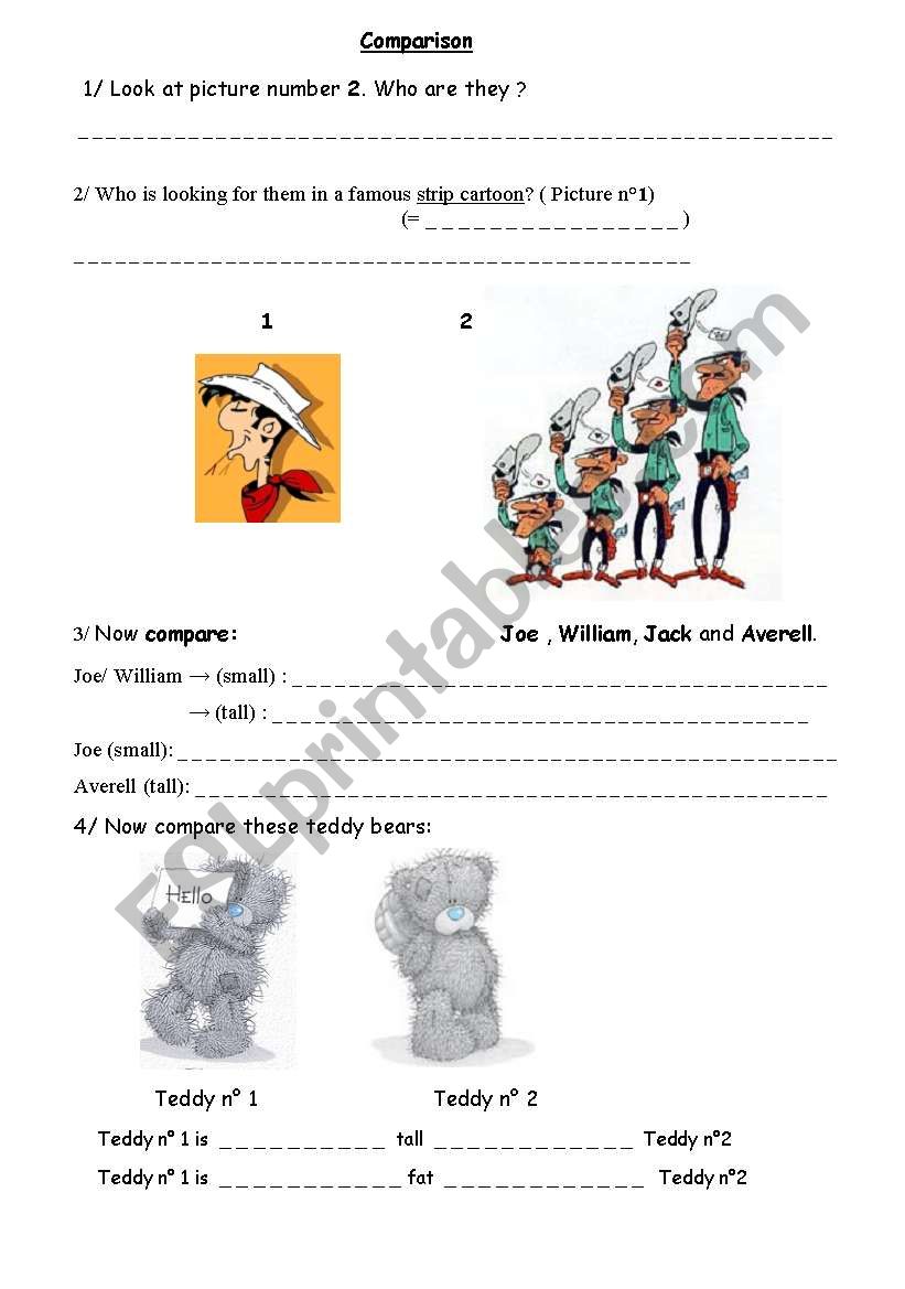 Activities to practice comparison - Lucky Luke and the Daltons