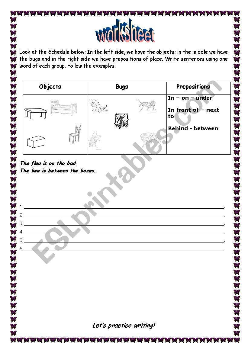 prepositions of place worksheet