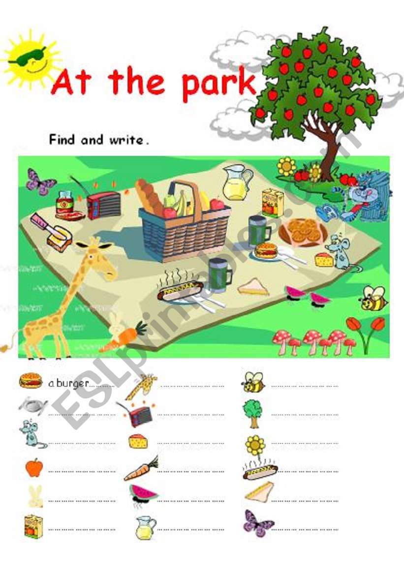 At the Park worksheet