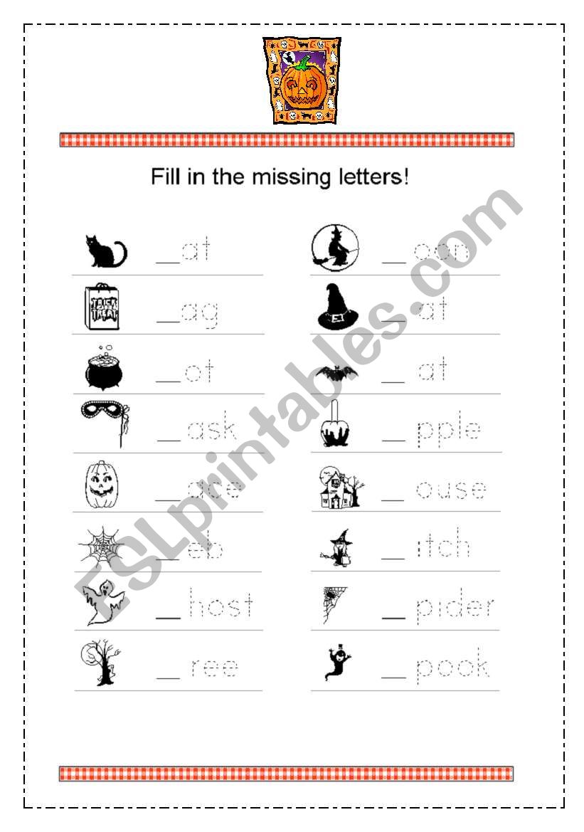 Halloween words worksheet