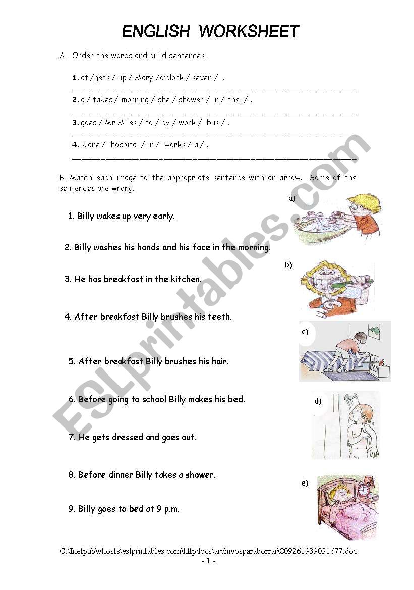 Daily Routine worksheet