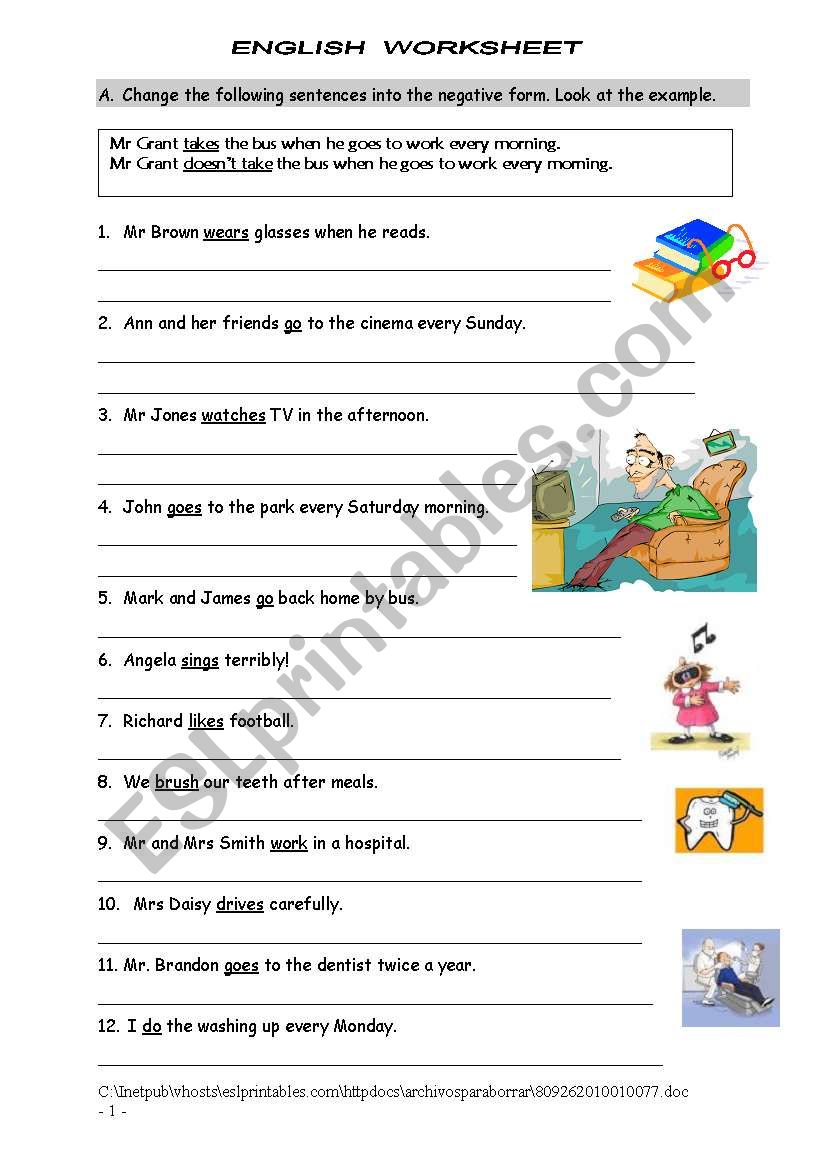 Daily Routines worksheet