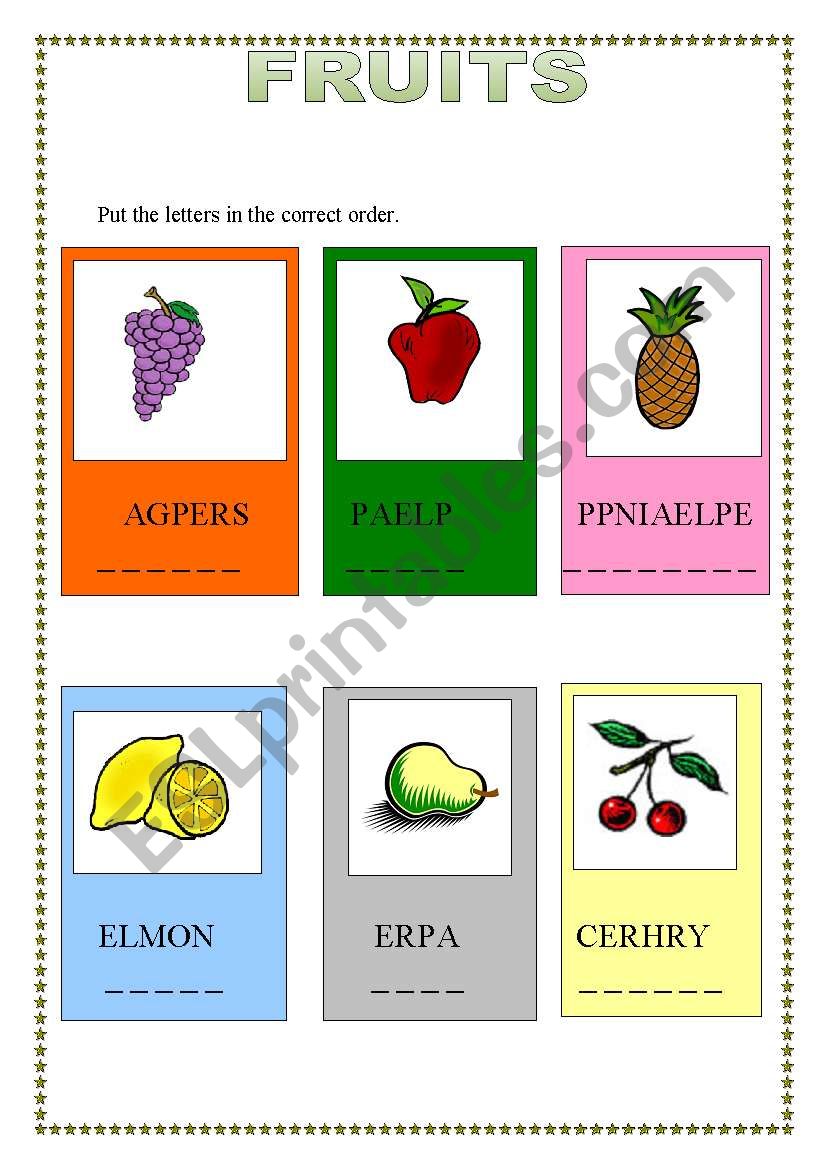 fruits worksheet