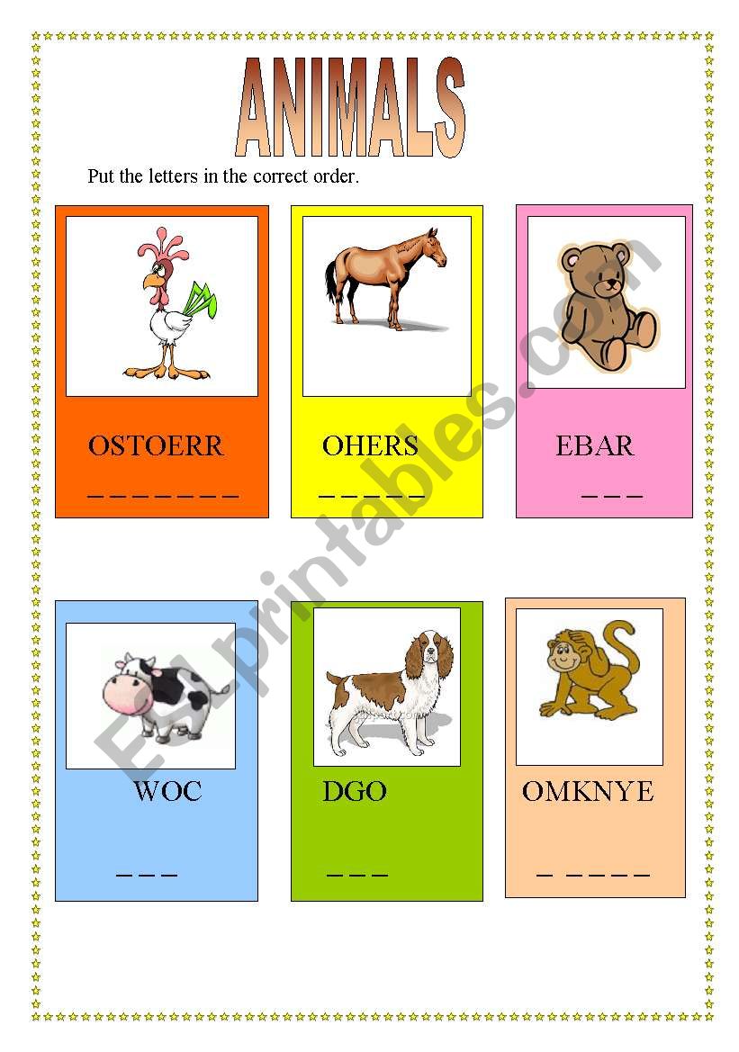 animals worksheet