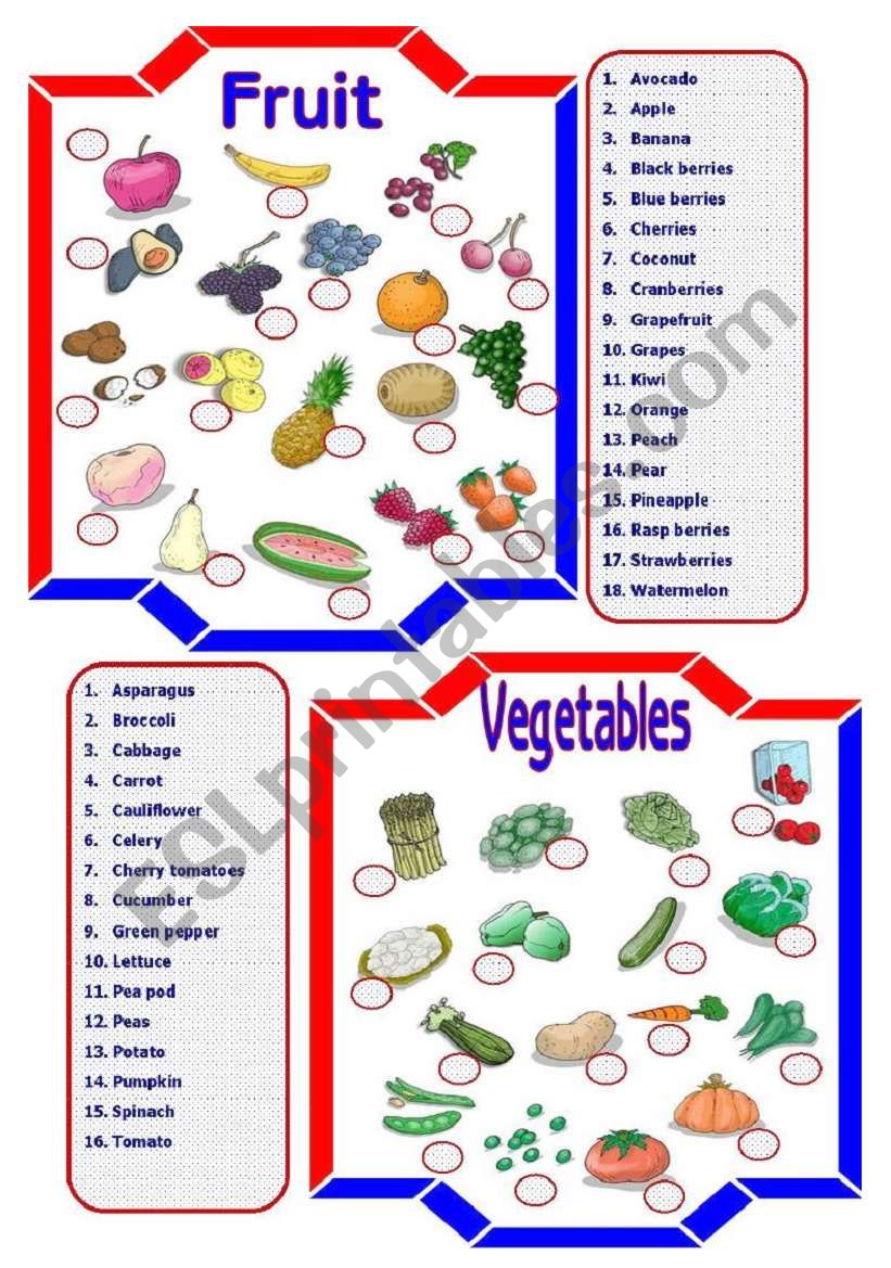 Fruits & Vegetables worksheet