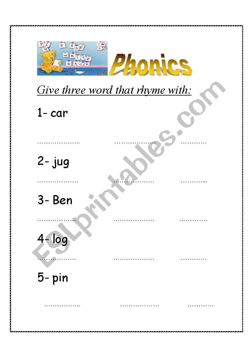 Phonics worksheet