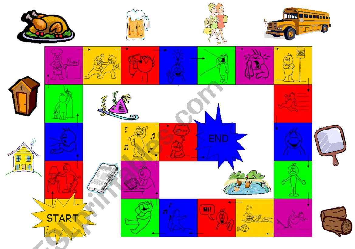 Verb Tenses Board Game worksheet