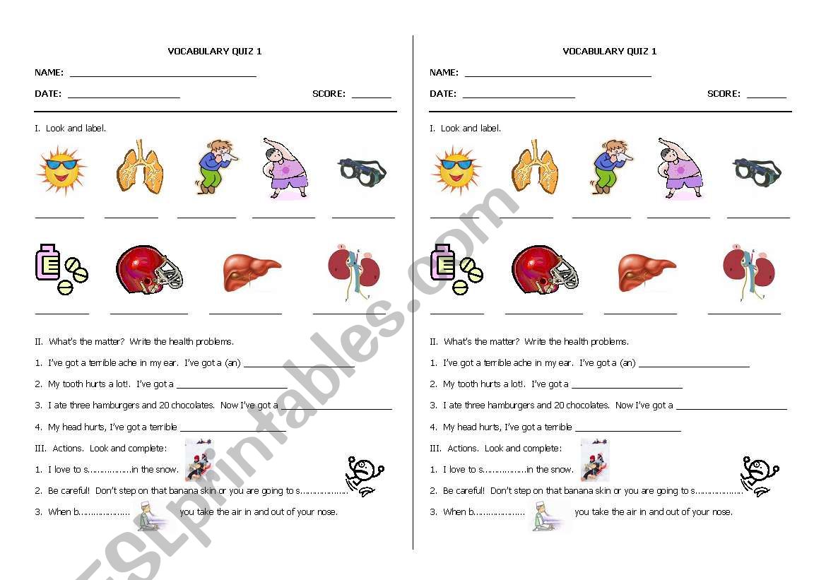 Health 1 Quiz worksheet