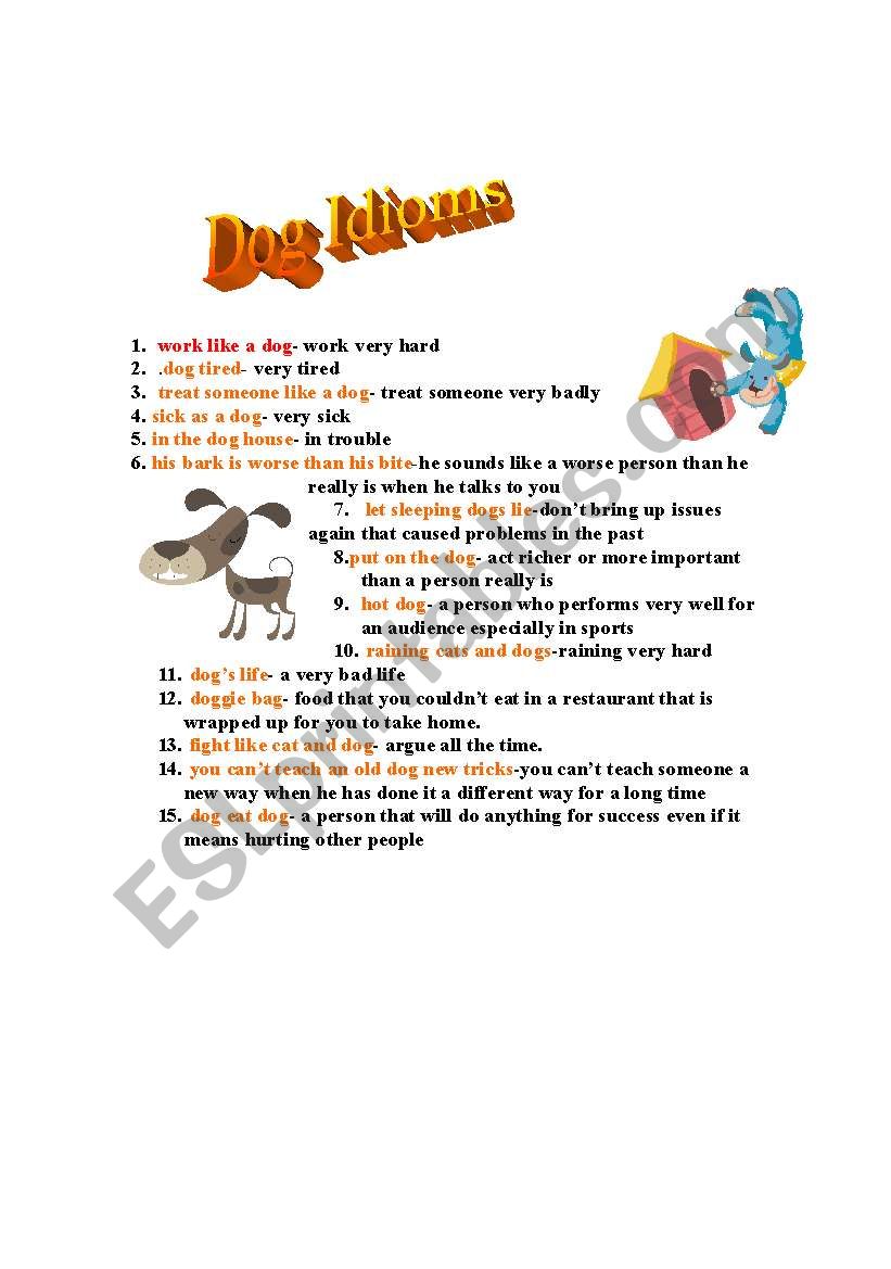 Dog Idioms worksheet