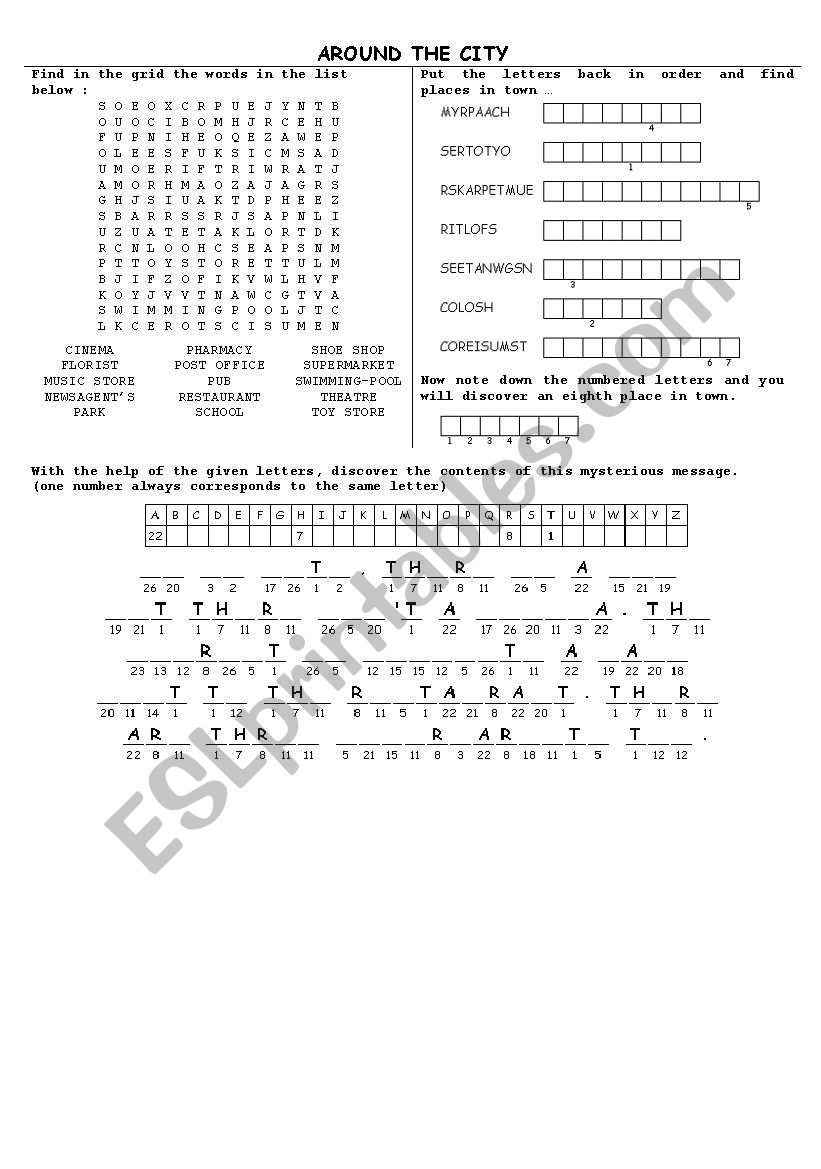 Places in town worksheet