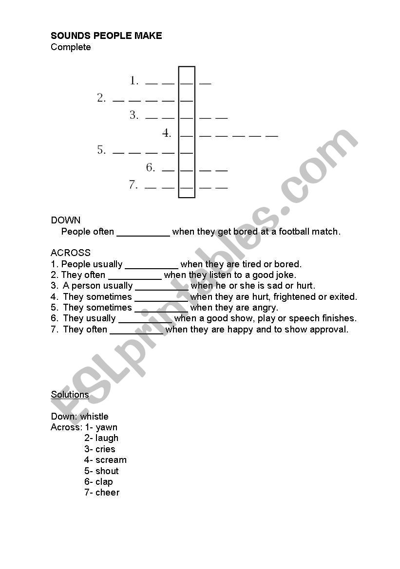 Verbs related to sounds people make
