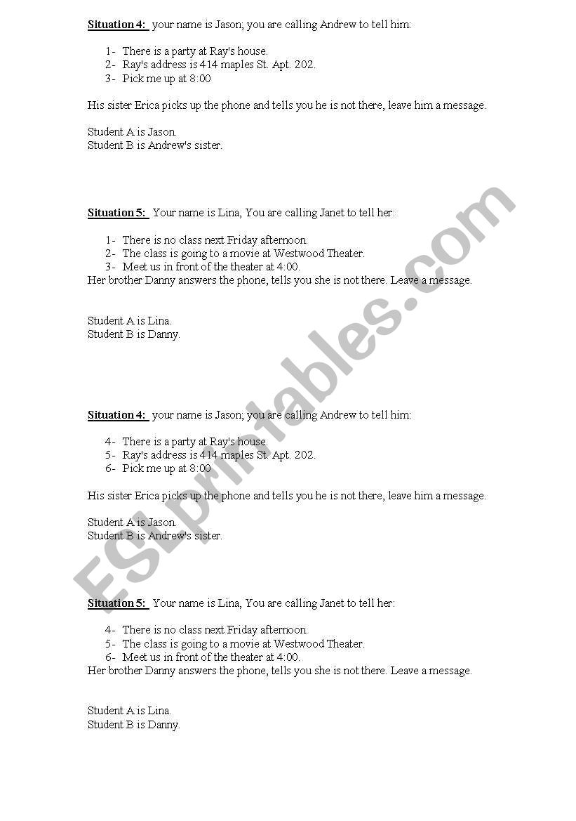 Role play worksheet