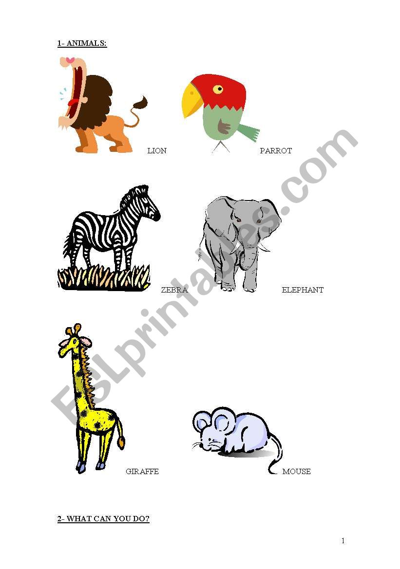 Wild Animals worksheet