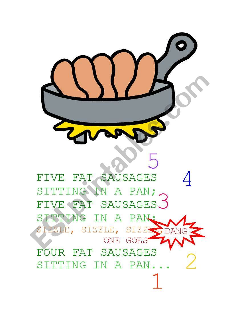 Five fat sausages worksheet