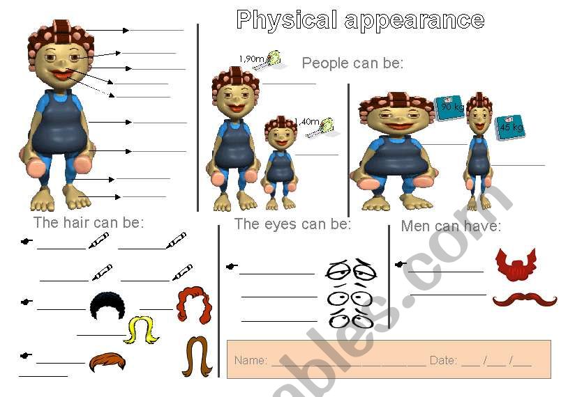 Physical appearance worksheet