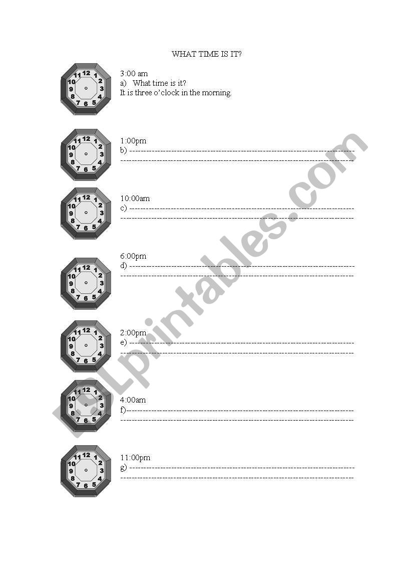 TIME worksheet