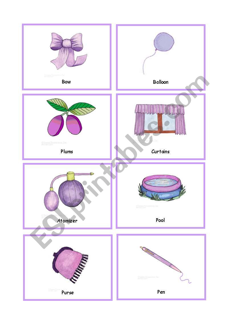 Colour Cards - PURPLE worksheet