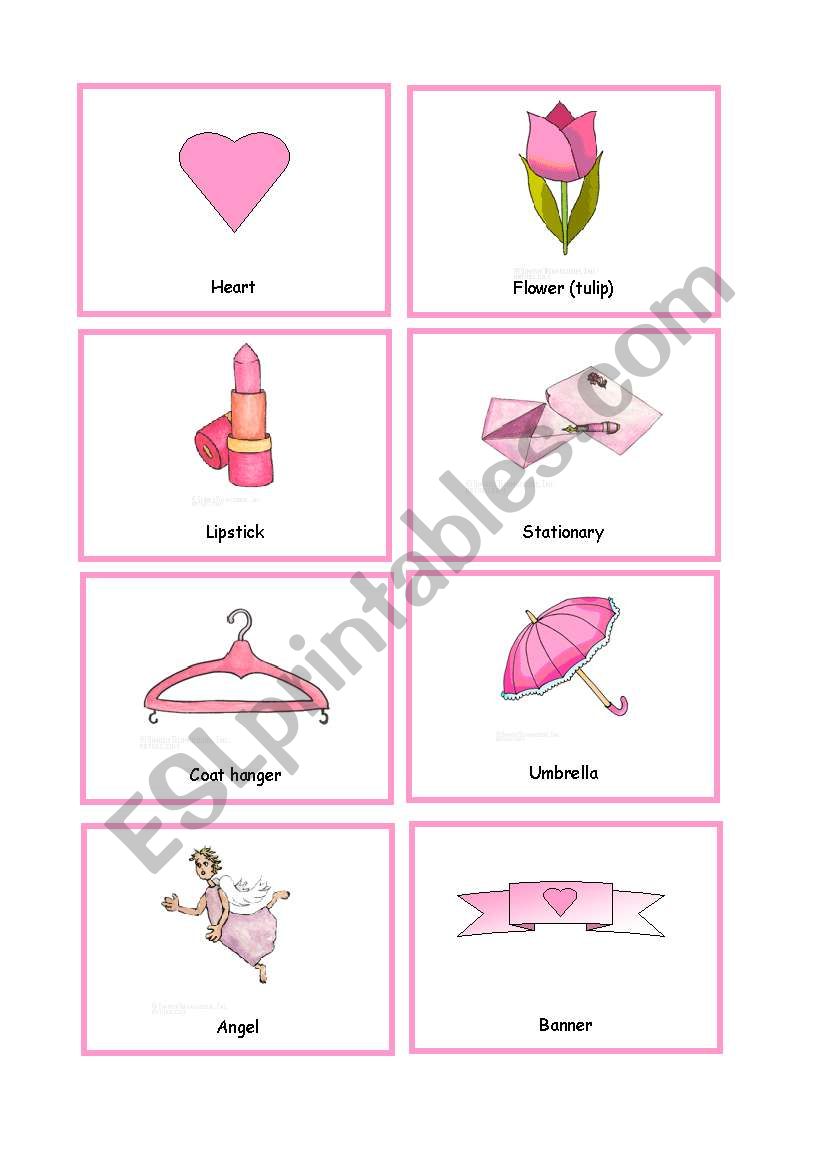 Colour cards - PINK worksheet