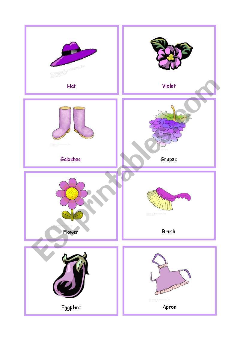 Colour cards - PINK & PURPLE worksheet