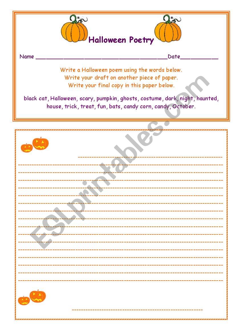 Halloween Poetry worksheet