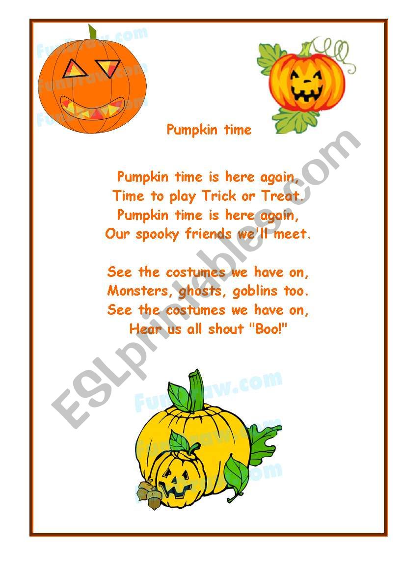 Pumpkin time  worksheet