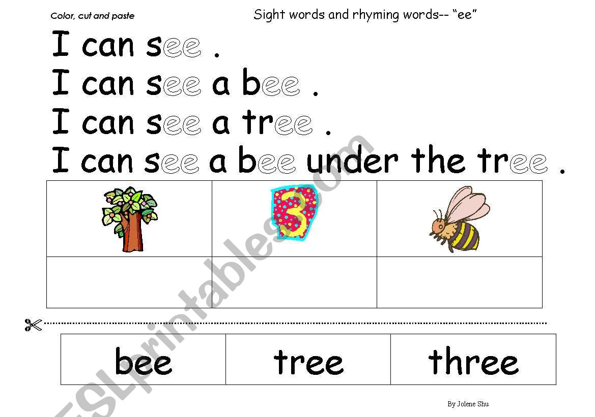 I can see  and ee family worksheet