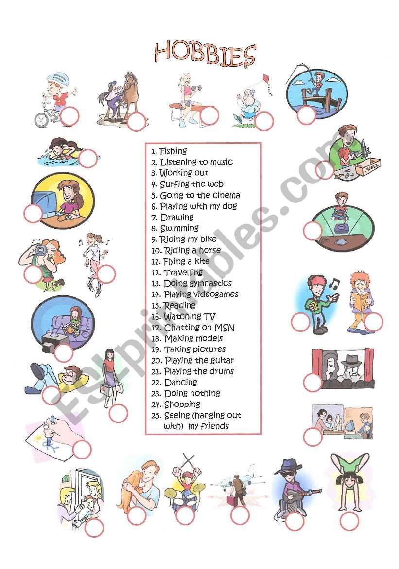 Hobbies worksheet