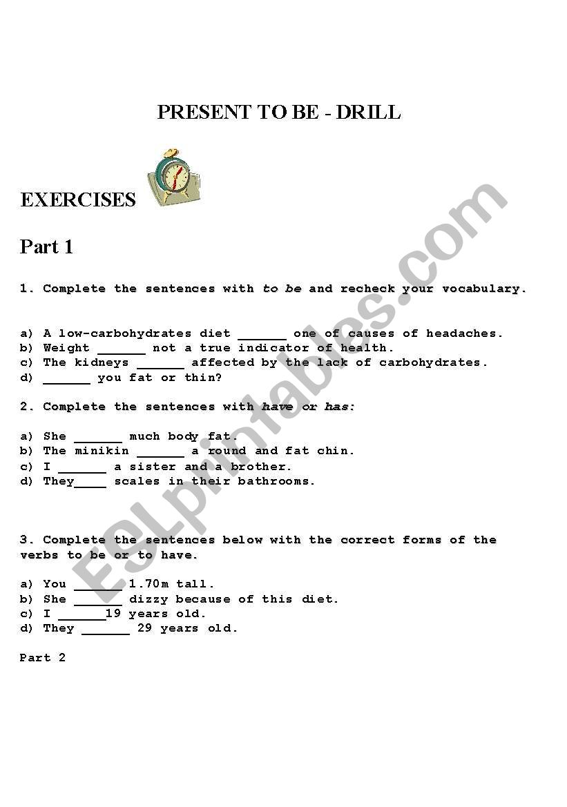 To Be (Present) - Drill worksheet