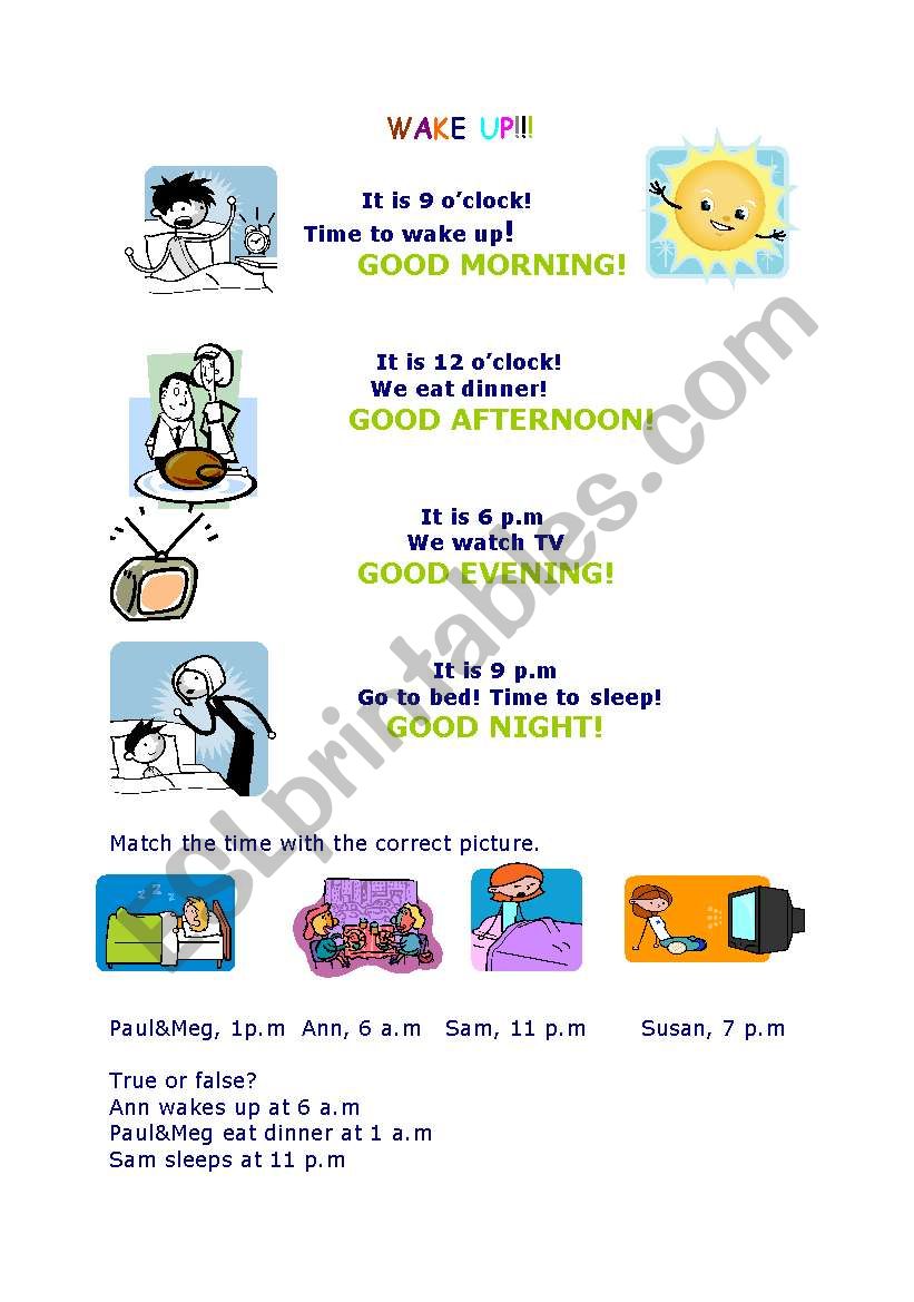 Wake up! worksheet