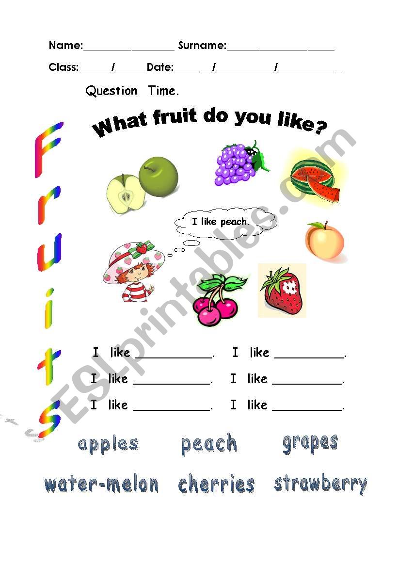 Food worksheet