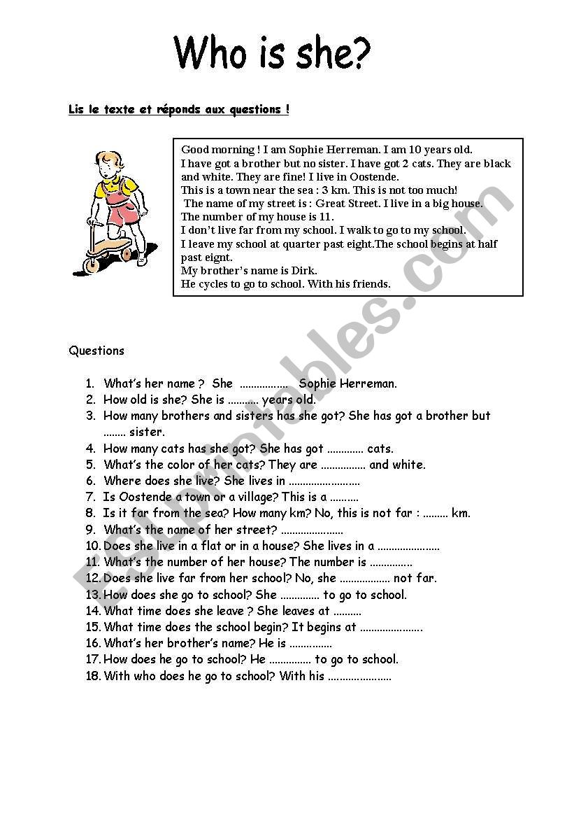 Who is she? worksheet