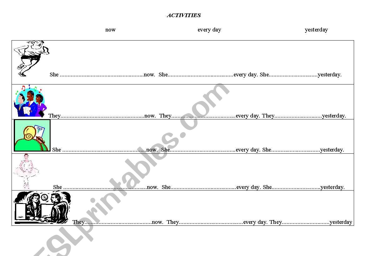 Activities in different tenses