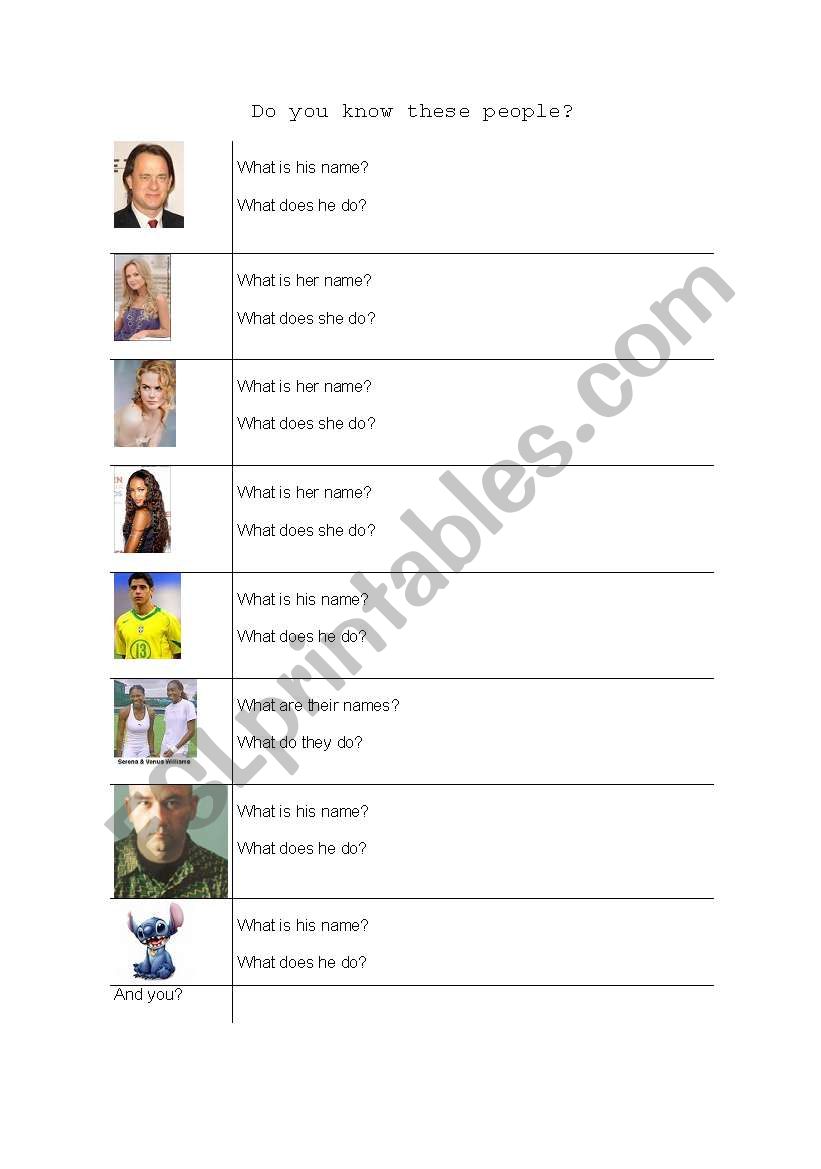 Famous people worksheet