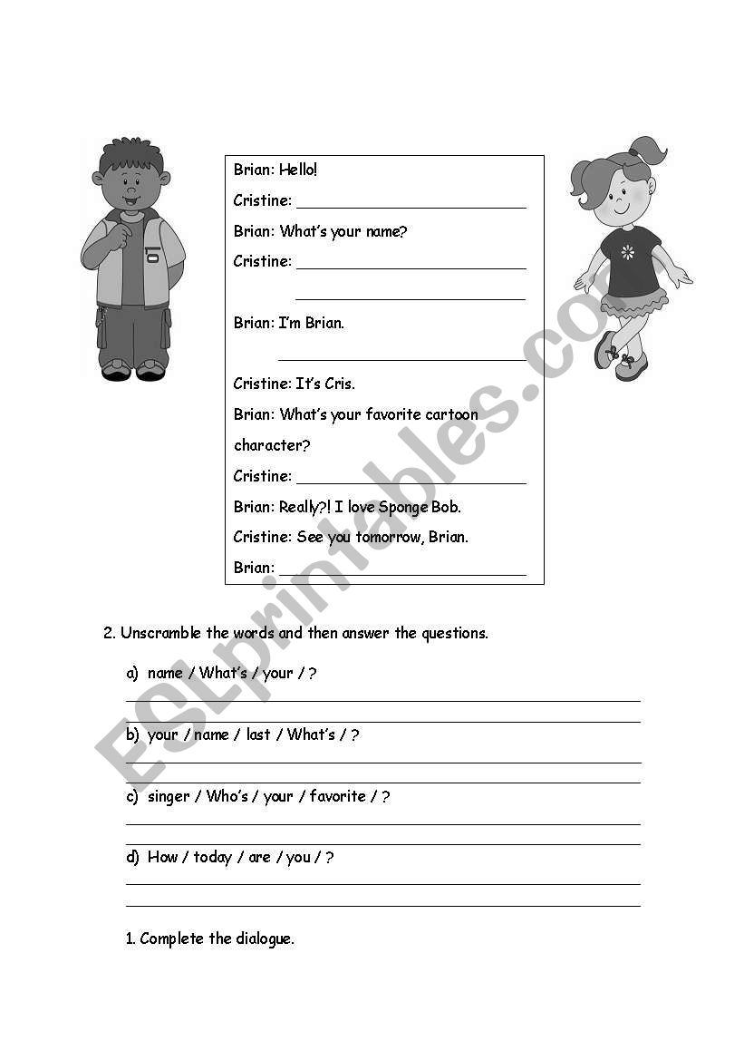 Dialogues worksheet