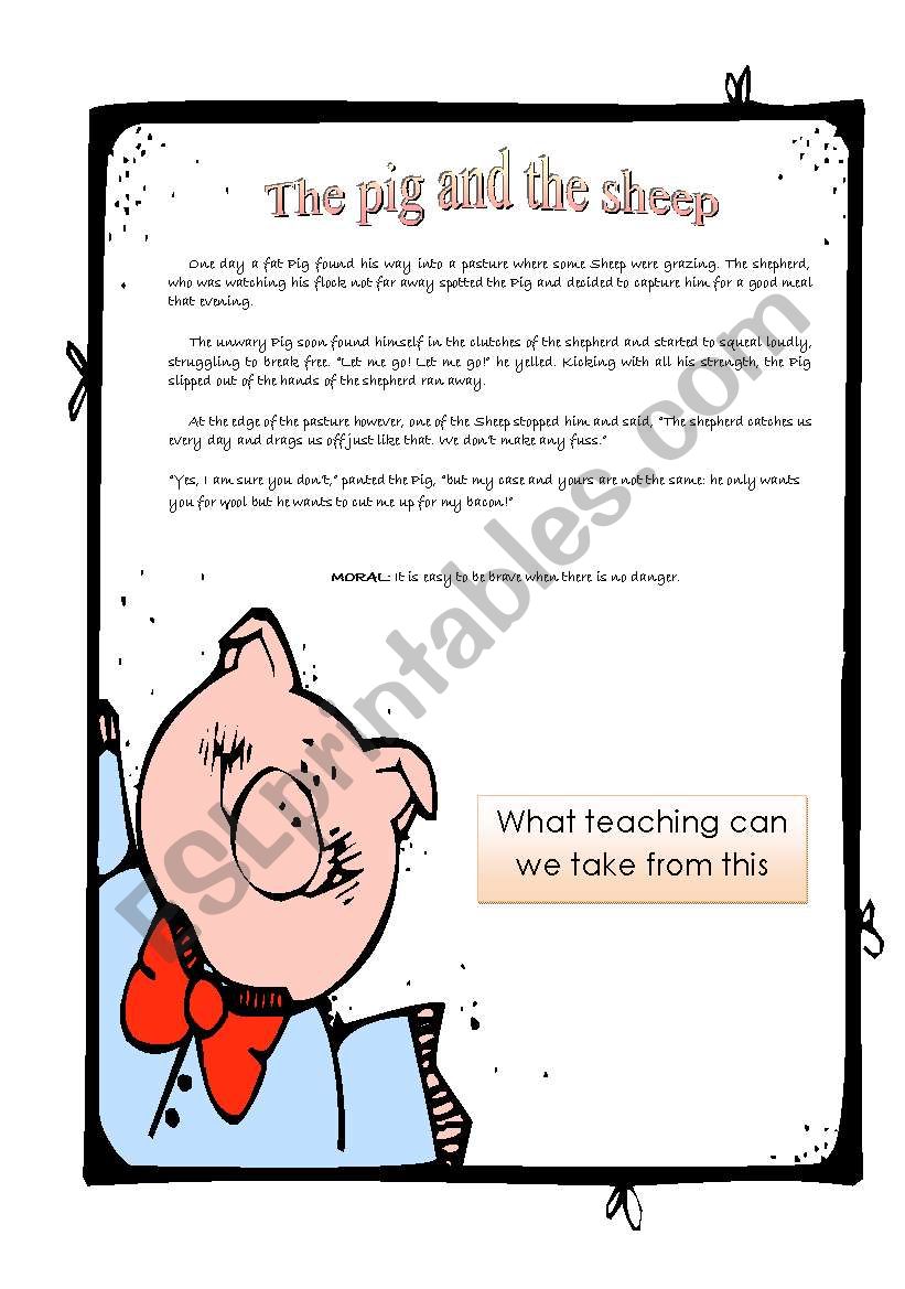 The pig and the sheep worksheet