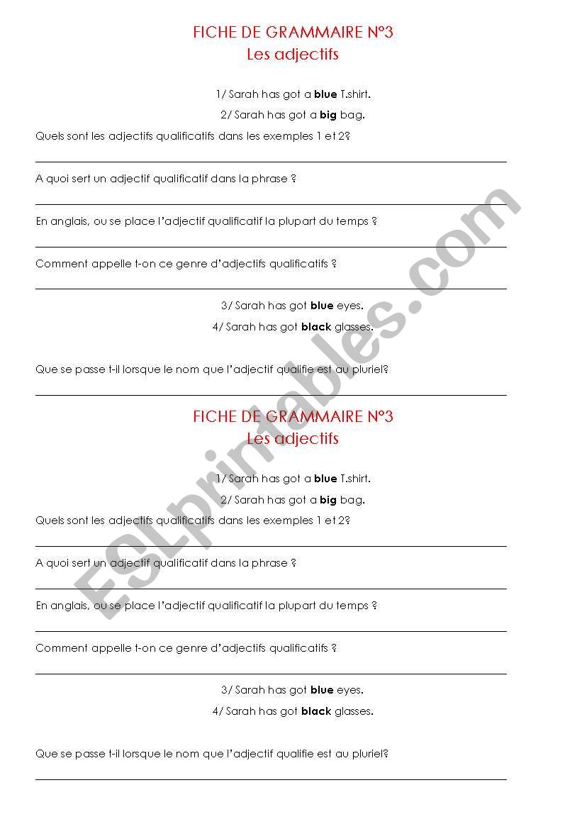 adjectives worksheet