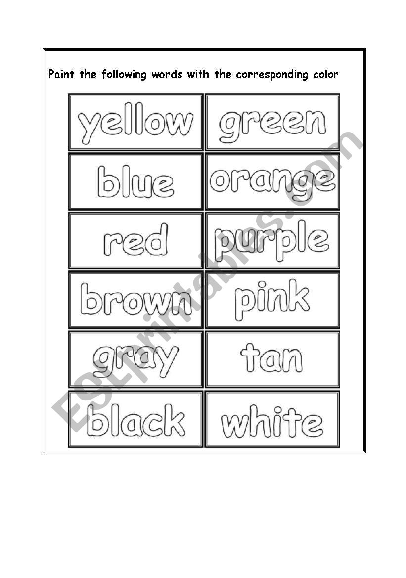 colors worksheet