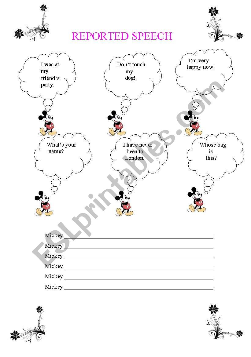 REPORTED SPEECH worksheet