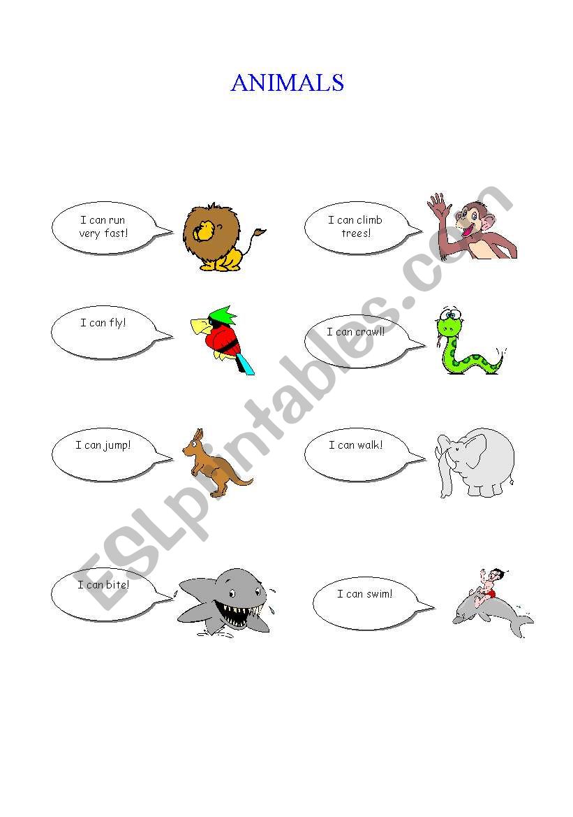 ANIMALS/CAN worksheet