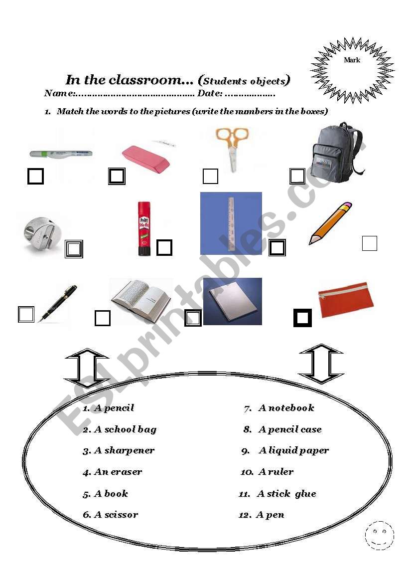  my objects classroom worksheet