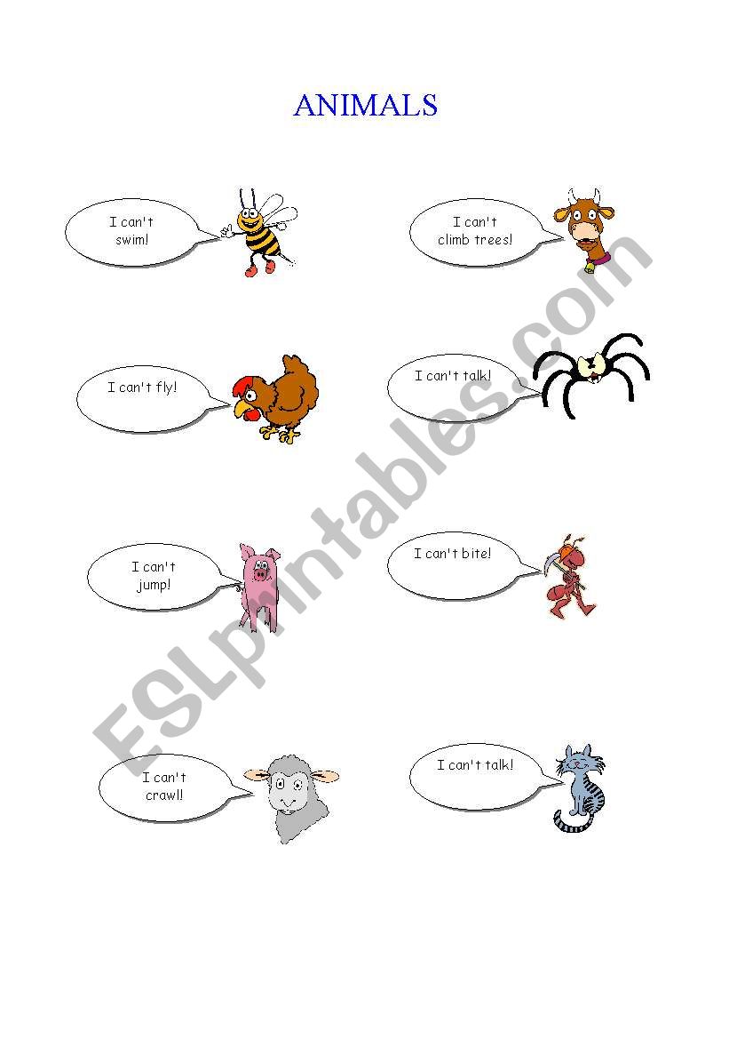 ANIMALS/CANT worksheet