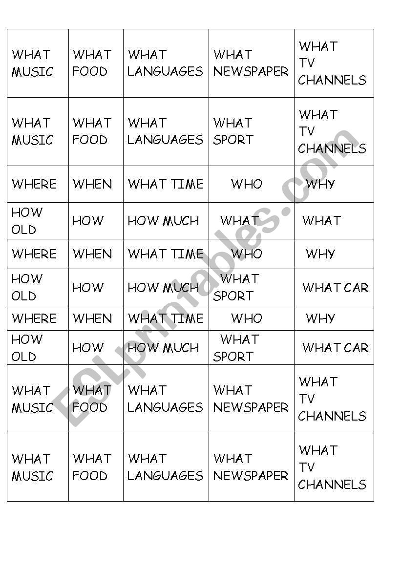 Word order in questions worksheet