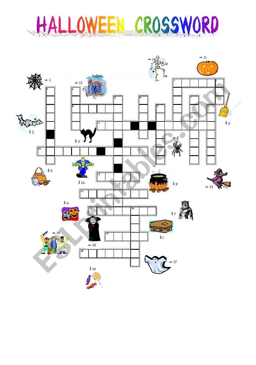 halloween crossword worksheet