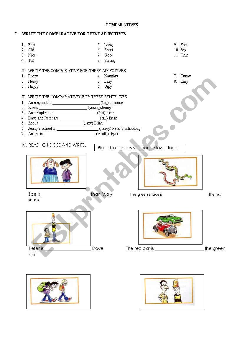 comparatives worksheet