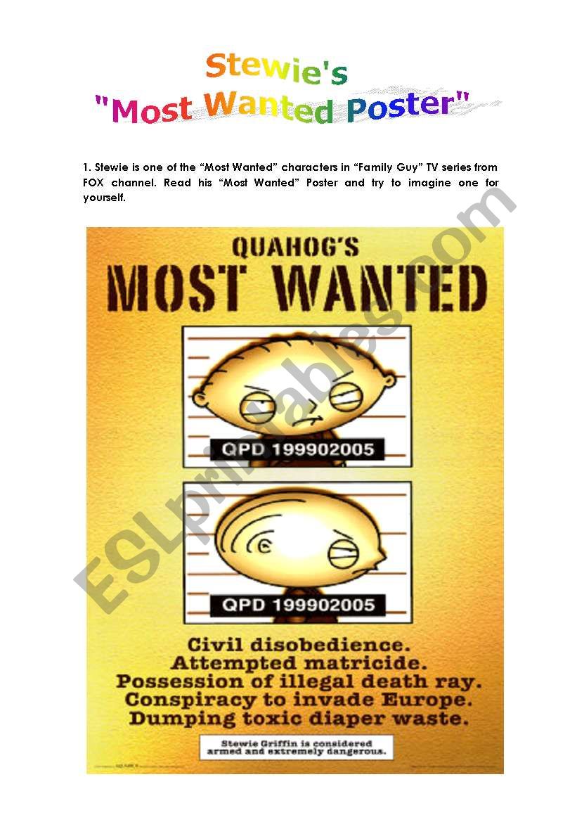 Most Wanted Poster worksheet