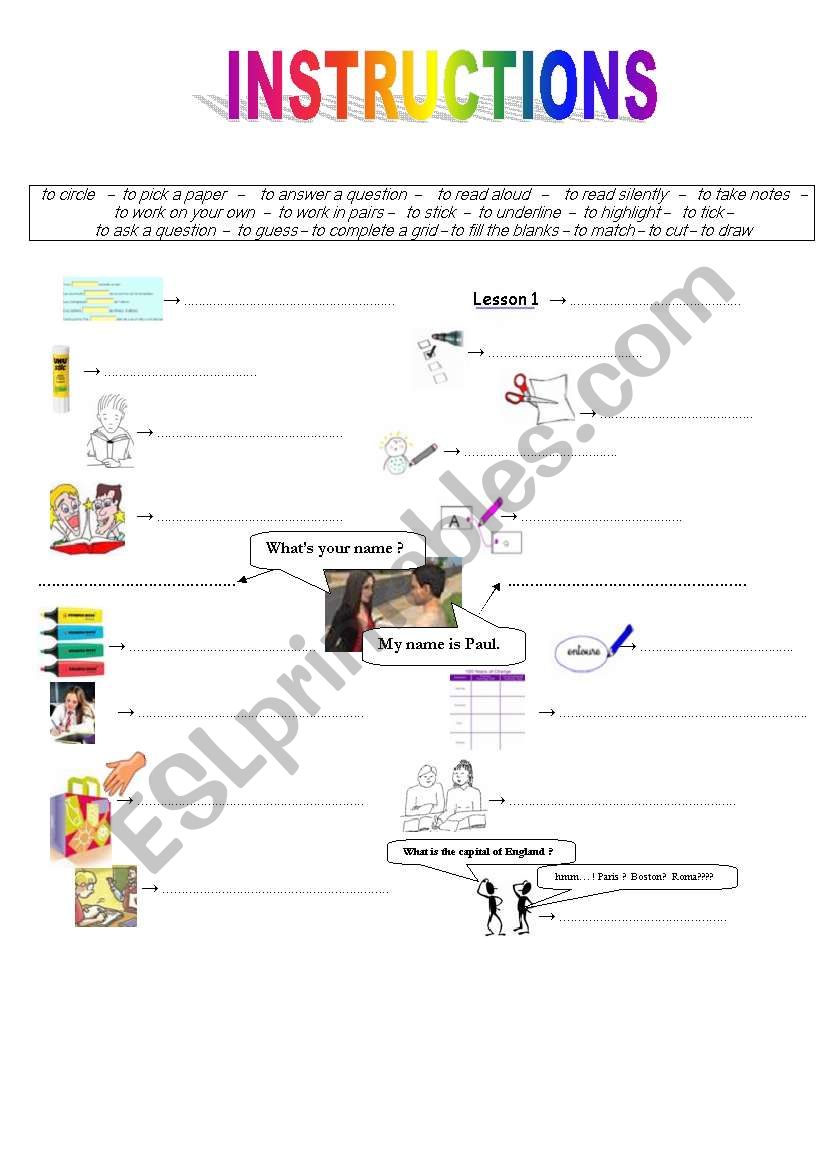 instructions worksheet