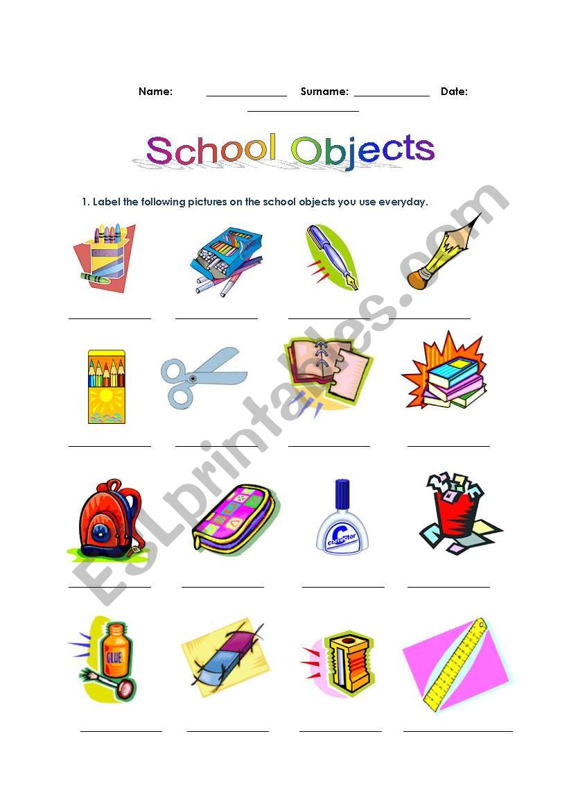 School Objects and Introduction to the study of Verb There to Be