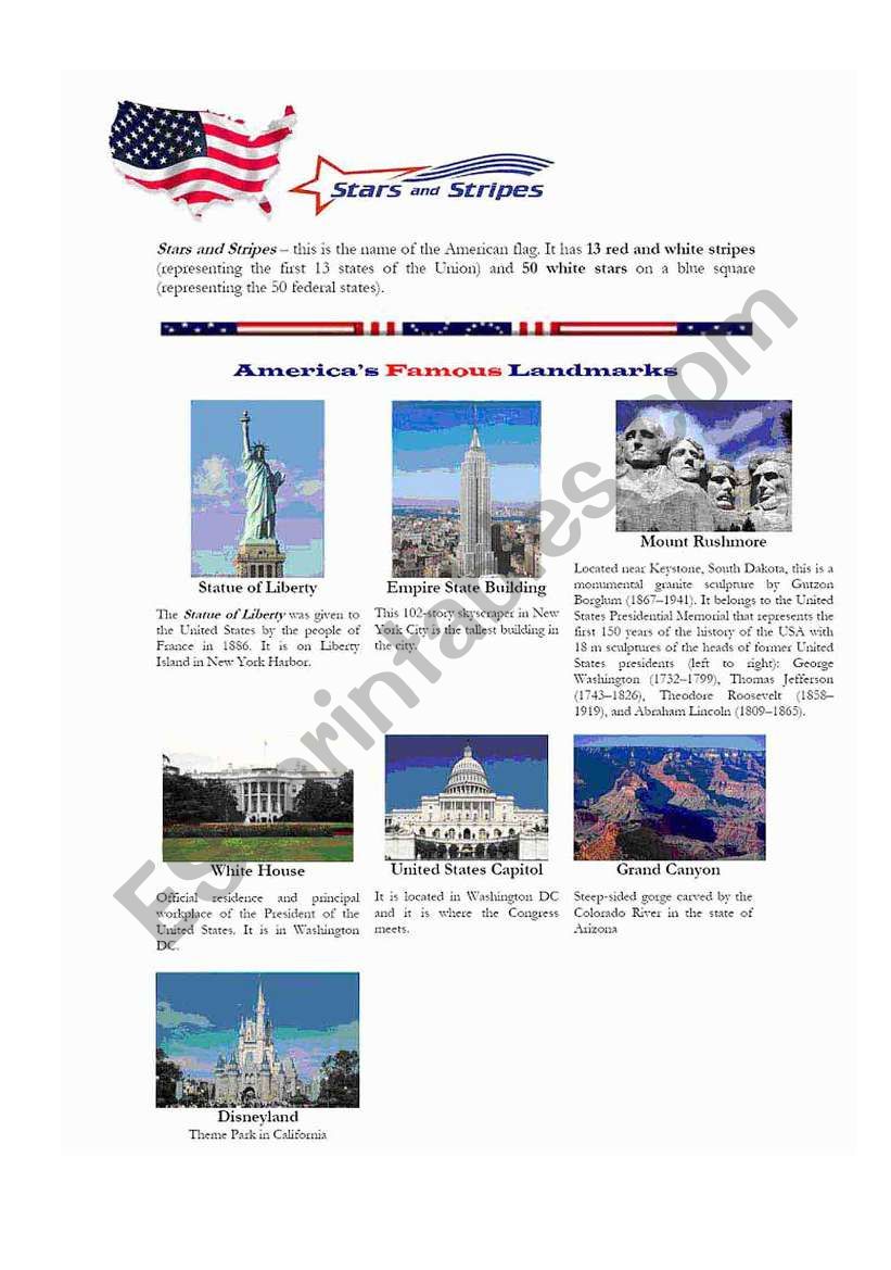 United States of America (2) worksheet