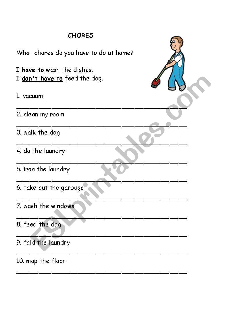 Chores worksheet