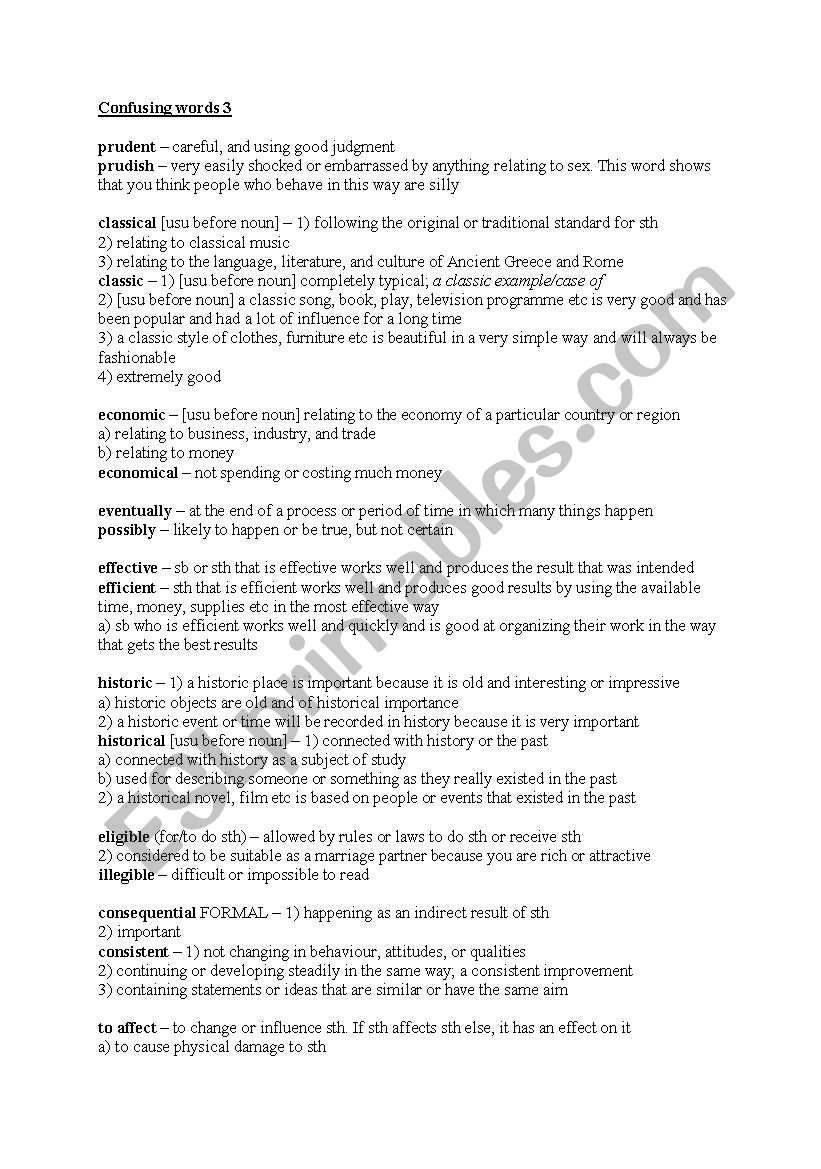 Confusing words 3 worksheet